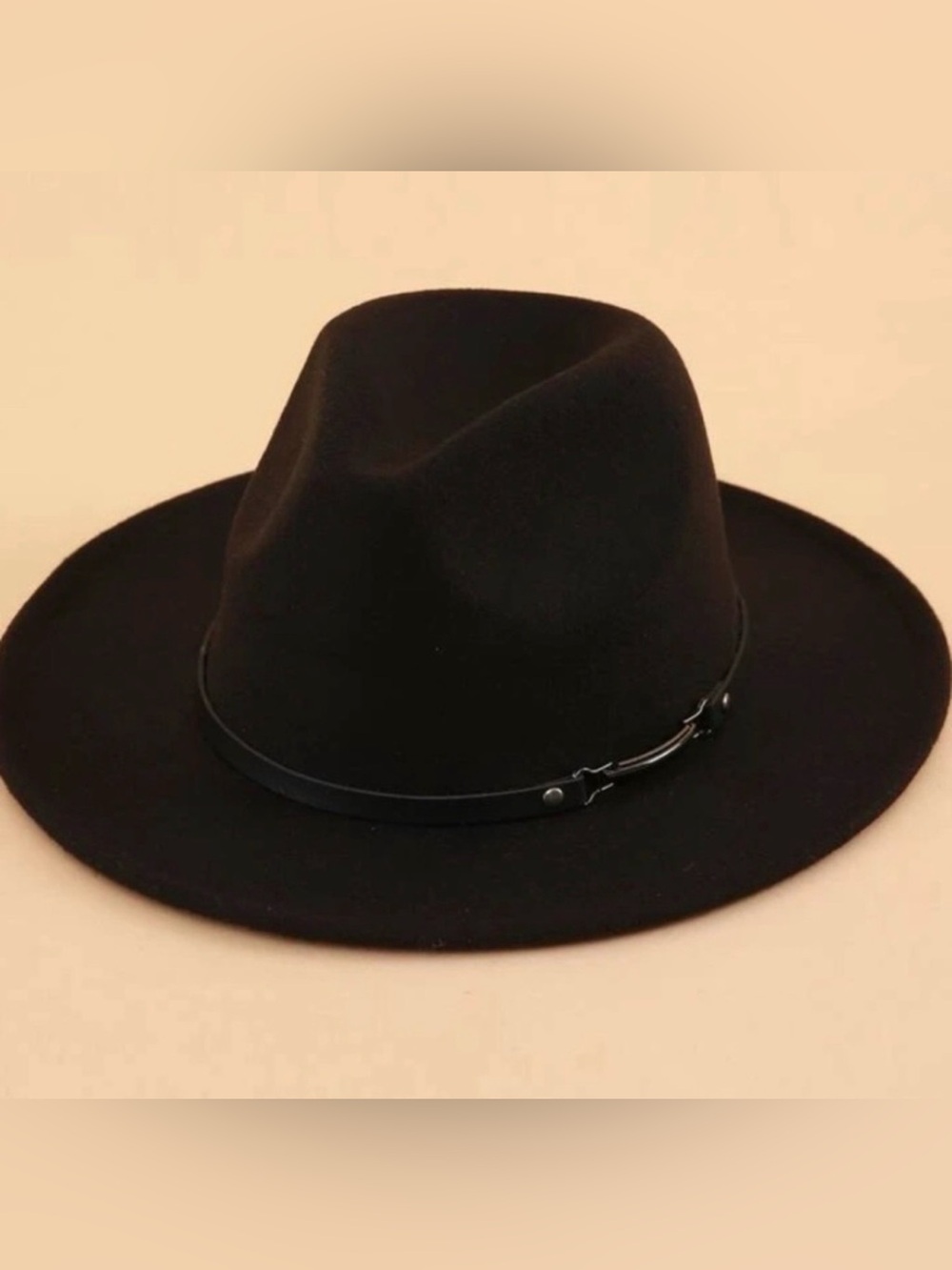 Black Wide-Brimmed Fedora‎ NWT